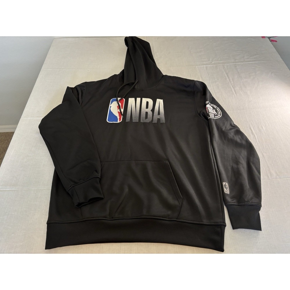 NBA Hoodie Men's Large Black Logo Pullover Sweatshirt Basketball Fan Apparel